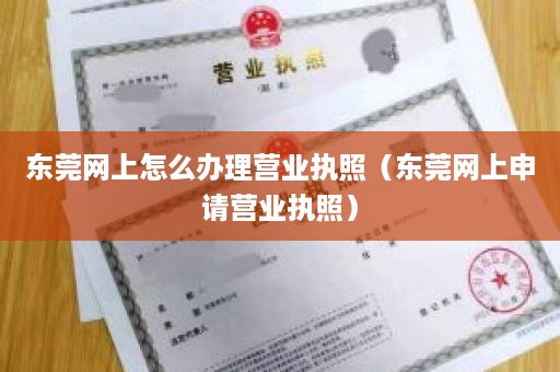 东莞网上怎么办理营业执照（东莞网上申请营业执照）