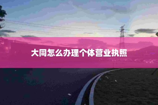大同怎么办理个体营业执照