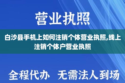 白沙县手机上如何注销个体营业执照,线上注销个体户营业执照