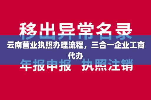 云南营业执照办理流程，三合一企业工商代办