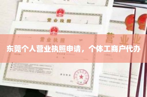 东莞个人营业执照申请，个体工商户代办