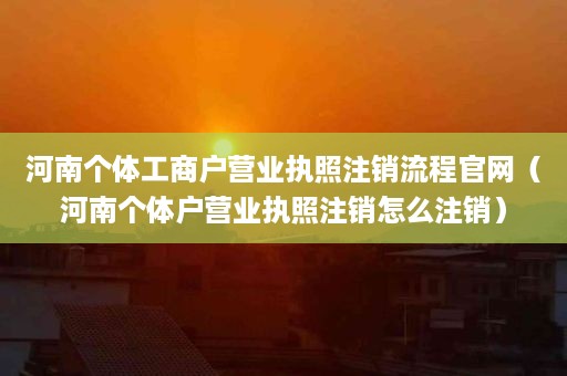 河南个体工商户营业执照注销流程官网（河南个体户营业执照注销怎么注销）