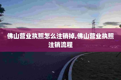 佛山营业执照怎么注销掉,佛山营业执照注销流程