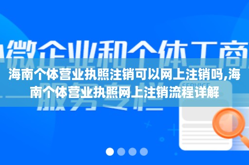 海南个体营业执照注销可以网上注销吗,海南个体营业执照网上注销流程详解