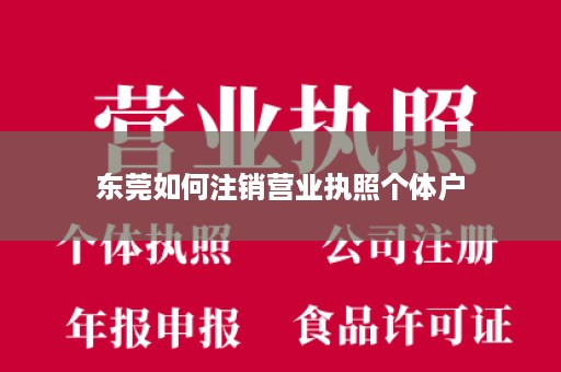 东莞如何注销营业执照个体户