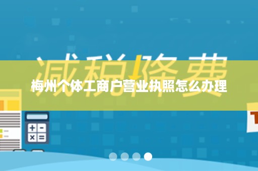 梅州个体工商户营业执照怎么办理