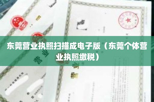 东莞营业执照扫描成电子版（东莞个体营业执照缴税）