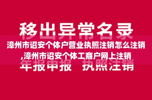 漳州市诏安个体户营业执照注销怎么注销,漳州市诏安个体工商户网上注销