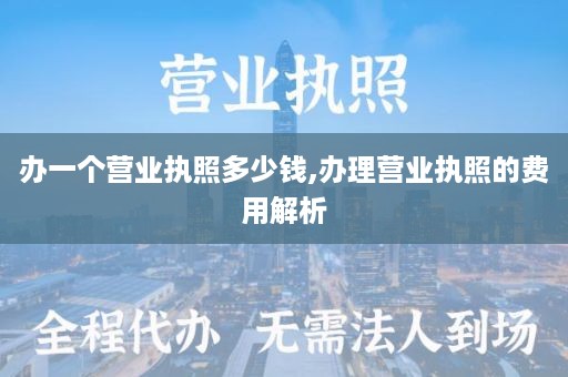 办一个营业执照多少钱,办理营业执照的费用解析