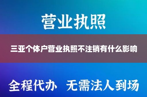 三亚个体户营业执照不注销有什么影响