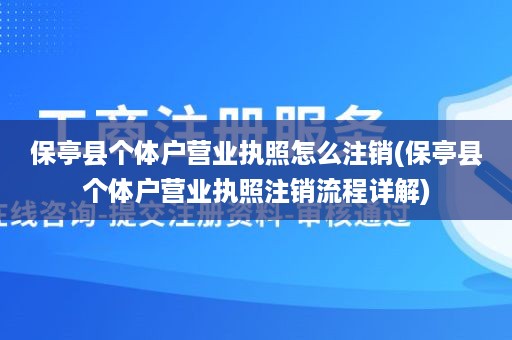 保亭县个体户营业执照怎么注销(保亭县个体户营业执照注销流程详解)