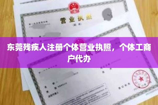 东莞残疾人注册个体营业执照，个体工商户代办