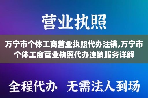 万宁市个体工商营业执照代办注销,万宁市个体工商营业执照代办注销服务详解