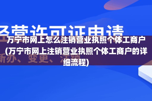 万宁市网上怎么注销营业执照个体工商户(万宁市网上注销营业执照个体工商户的详细流程)