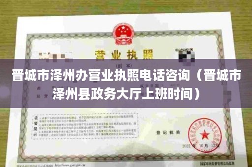 晋城市泽州办营业执照电话咨询（晋城市泽州县政务大厅上班时间）