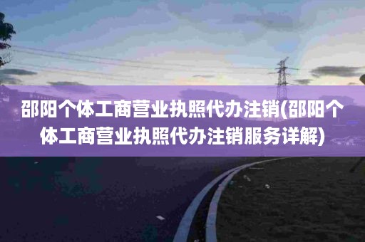 邵阳个体工商营业执照代办注销(邵阳个体工商营业执照代办注销服务详解)