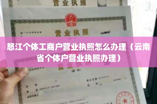 怒江个体工商户营业执照怎么办理（云南省个体户营业执照办理）
