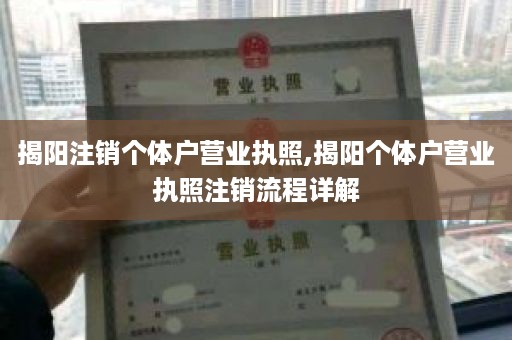 揭阳注销个体户营业执照,揭阳个体户营业执照注销流程详解