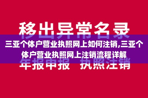 三亚个体户营业执照网上如何注销,三亚个体户营业执照网上注销流程详解