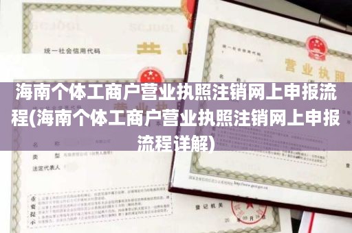 海南个体工商户营业执照注销网上申报流程(海南个体工商户营业执照注销网上申报流程详解)