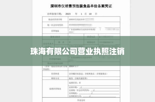 珠海有限公司营业执照注销