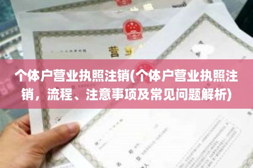 个体户营业执照注销(个体户营业执照注销，流程、注意事项及常见问题解析)