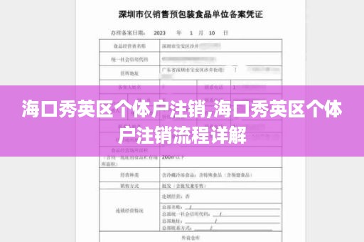 海口秀英区个体户注销,海口秀英区个体户注销流程详解