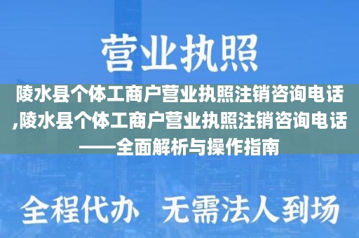 陵水县个体工商户营业执照注销咨询电话,陵水县个体工商户营业执照注销咨询电话——全面解析与操作指南