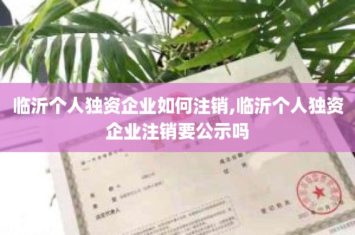 临沂个人独资企业如何注销,临沂个人独资企业注销要公示吗