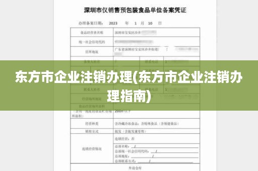 东方市企业注销办理(东方市企业注销办理指南)