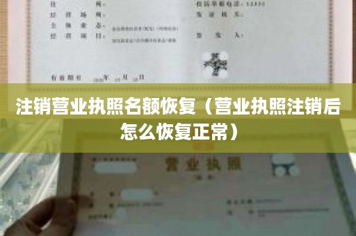 注销营业执照名额恢复（营业执照注销后怎么恢复正常）
