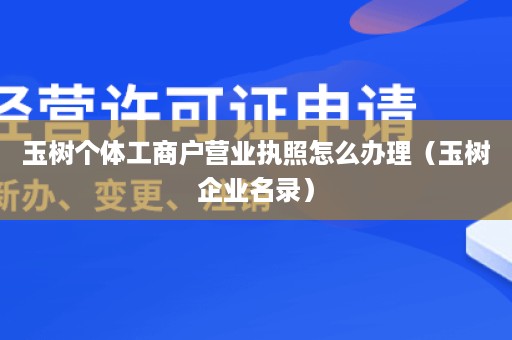 玉树个体工商户营业执照怎么办理（玉树企业名录）