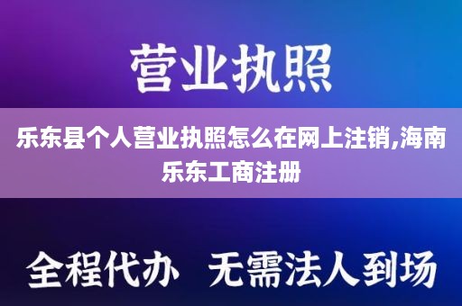 乐东县个人营业执照怎么在网上注销,海南乐东工商注册