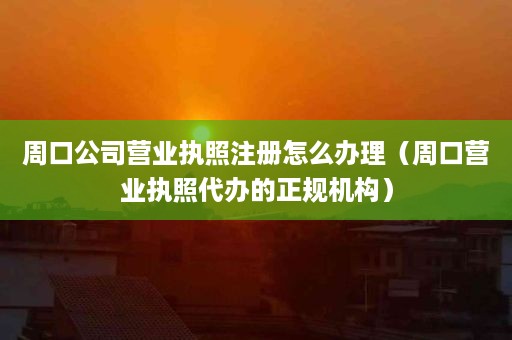 周口公司营业执照注册怎么办理（周口营业执照代办的正规机构）
