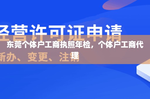 东莞个体户工商执照年检，个体户工商代理